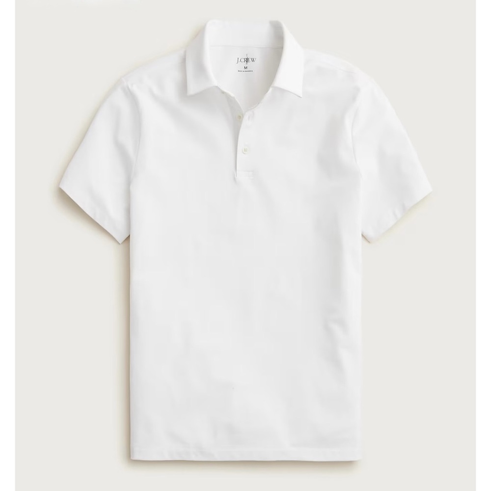 NWT J. Crew Performance Piqué Polo Shirt Short Sleeve White